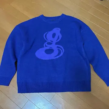 그래픽 프린트 니트 스웨터 보라색