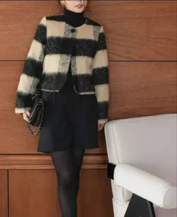 고베 레터스 여성용 노카라 샤기 크롭 기장 코트