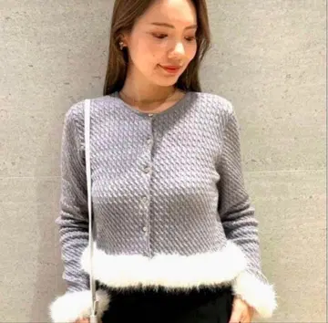 CELFORD 케이블 니트 퍼 가디건