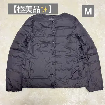 [새상품급] MUJI 경량 다운 포켓터블 노카라 블루종 여성 M