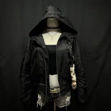 헤이세이 갸루 y2k 그런지 플라이트 자켓 MA-1 후드 부착