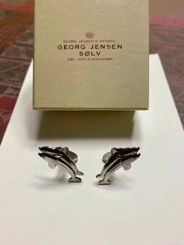 GEORG JENSEN 돌고래 커프스 링크스 박스 포함