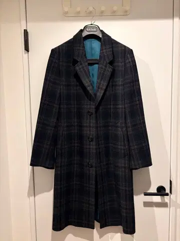 [새상품급] Paul Smith 울 체스터 코트 네이비 계열 체크