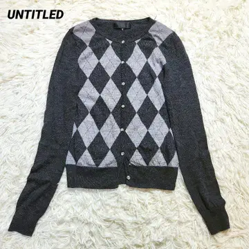 언타이틀 아가일 무늬 울 가디건 M 그레이