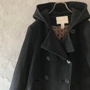 인기 컬러 빈티지 피 코트 더블 버튼 심플 울 블랙 HD7