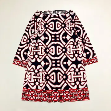 레트로 프린트 튜닉 블라우스