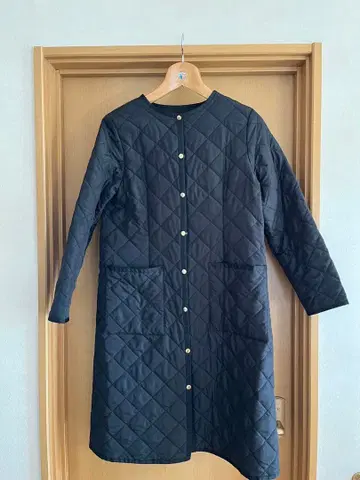 purelast 퀼팅 롱 코트 블랙