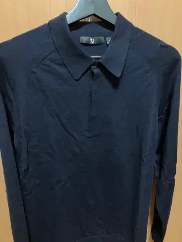 유니클로 +J 메리노 블렌드 니트 피케 셔츠 네이비 L 사이즈