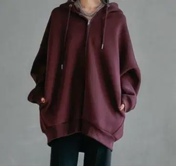 LEPSIM 퍼프 에어 ZIPBIG 후디 브라운 핑크