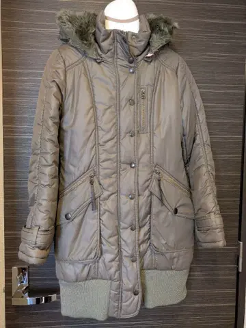 ZAZIE 아우터 카키 퍼 후드 점퍼 M 사이즈