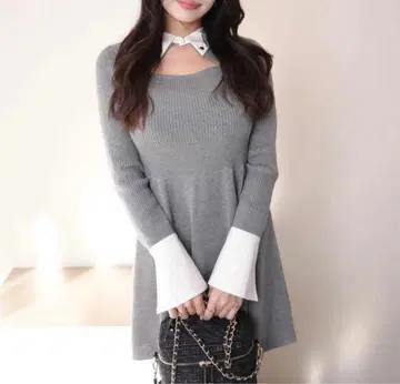 데콜테 오픈 플레어 니트 원피스 lipservice 립 서비스