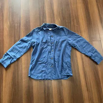 crocodile 파란색 긴팔 셔츠 가슴 자수