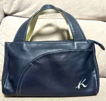 Kitamura 키타무라 천연 가죽 토트백 핸드백 네이비