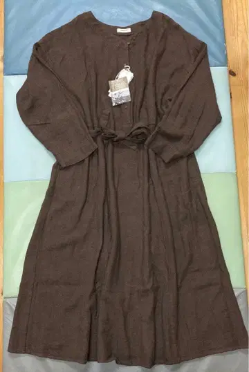 studio CLIP 브라운 원피스 노르망디 린넨 코튼