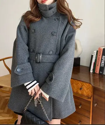 니트 멜톤 2WAY 어레인지 칼라 미들 기장 트렌치코트