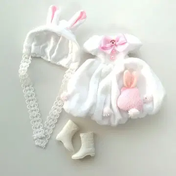 리카짱 포근포근 하얀 토끼 원피스 세트