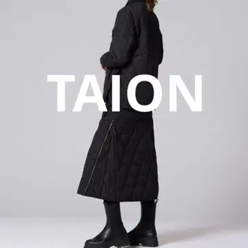 타이온 다운 스커트 퀼팅 블랙