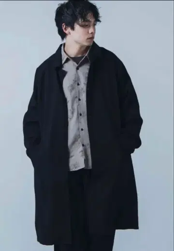 WEGO 남성용 폴리 트윌 스텐카라 코트(BLACK) L 사이즈