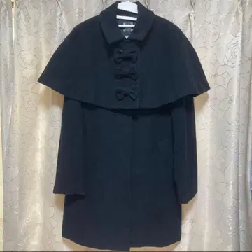 블랙 케이프 스타일 롱 코트