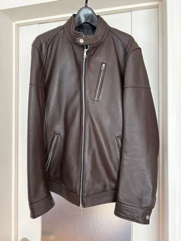 RattleTrap 브라운 가죽 싱글 라이더 자켓 XL