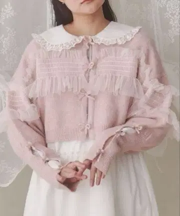 merry jenny 셔링튤 가디건 핑크