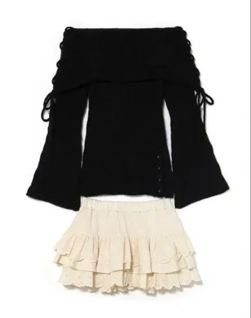 andmary Corrie lace knit set up black