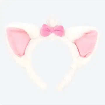 고양이 귀 디자인 헤어밴드 화이트와 핑크