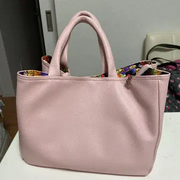 핑크 토트백 컬러풀 내부 핸드메이드