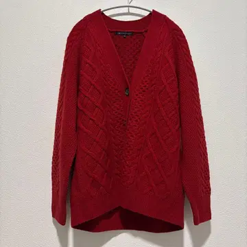 23X 케이블 니트 가디건 레드 38