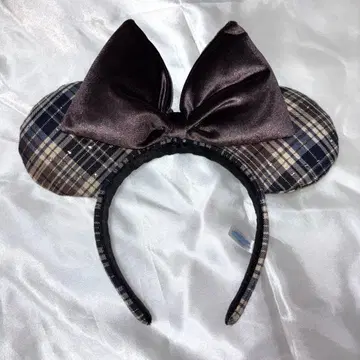 디즈니 머리띠 체크 브라운