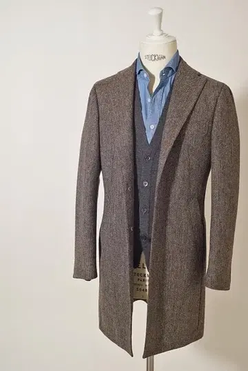 미사용 RING JACKET 영국 라바트밀 헤링본 트위드 코트