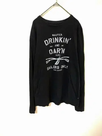 노티카 NAUTICA 긴팔 티셔츠 남성용 M 블랙 컬러 면 빈티지풍