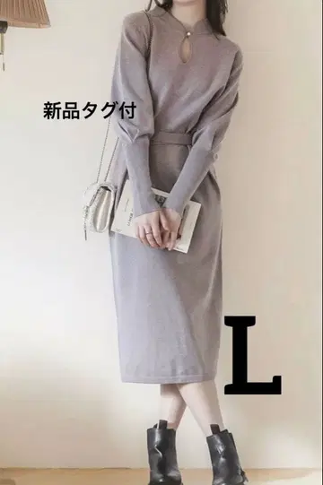 [택 포함 새상품] 긴팔 니트 원피스 L 하이 게이지 니트 깔끔한