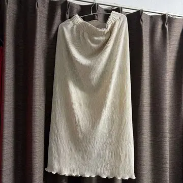아이보리 플리츠 스커트 허리밴딩