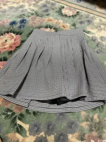 깅엄 체크 플레어 스커트