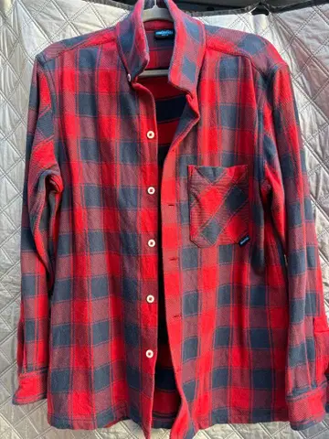 KAVU 빨간색 네이비 체크 플란넬 셔츠 M