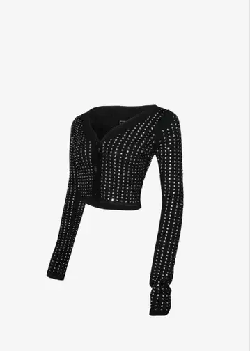 theredthread 블랙 크롭 기장 긴팔 상의