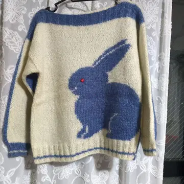 손뜨개질 토끼 디자인 니트 스웨터 긴팔
