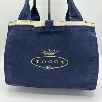 TOCCA 데님 핸드백 리본 포함 자수 로고