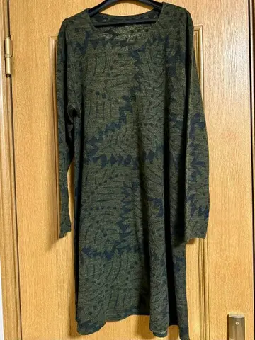 요건 레일 잎 무늬 긴팔 울 튜닉