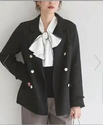 트위드 테일러드 자켓 블랙 실버