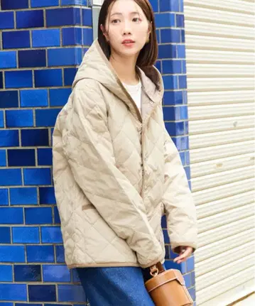 [ TAION ] 퀼팅 다운 자켓 베이지