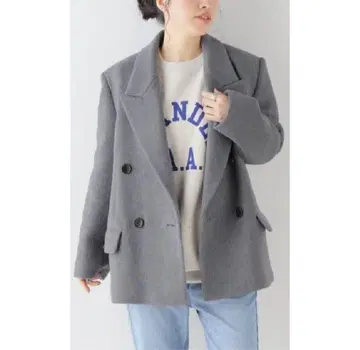 새상품급 Spick&Span 스픽 앤 스팬 멜톤 더블 브레스트 코트