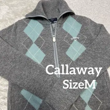 캘러웨이 골프 아가일 무늬 울 니트 아우터 방풍 여성용 M