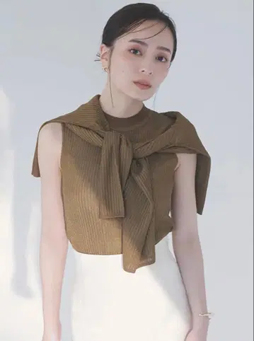 [새상품급] 시어 리브 앙상블 니트 카멜 anuans 아뉴앙스