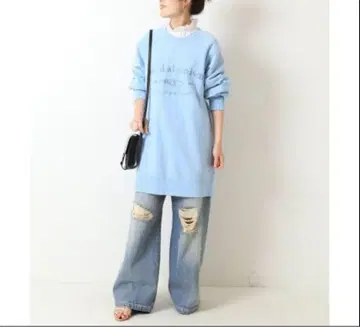 스픽 앤 스팬 가먼트 다이 로고 맨투맨 튜닉 원피스 맨투맨