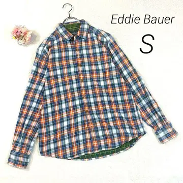 [ 에디 바우어 ] 긴팔 셔츠 (S) 오렌지 체크 무늬 가슴 포켓