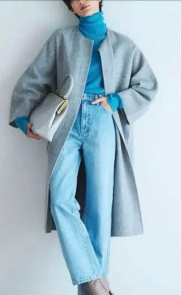 [ 새상품급 ] 미라 오웬 패치 포켓 접결 노카라 코쿤 코트 그레이