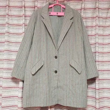 *한정 가격* [ 새상품 ] 빅 사이즈 4L 스트라이프 패턴 체스터 코트