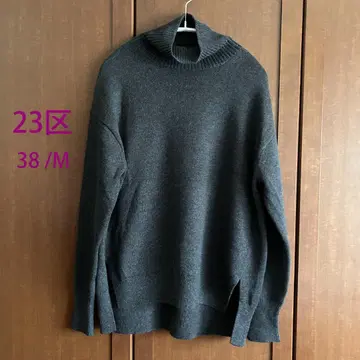 23구 울 코튼 터틀넥 니트 오버 사이즈 그레이 38